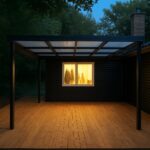 Flot træterrasse ved hovedindgang i sommerhus i Egense